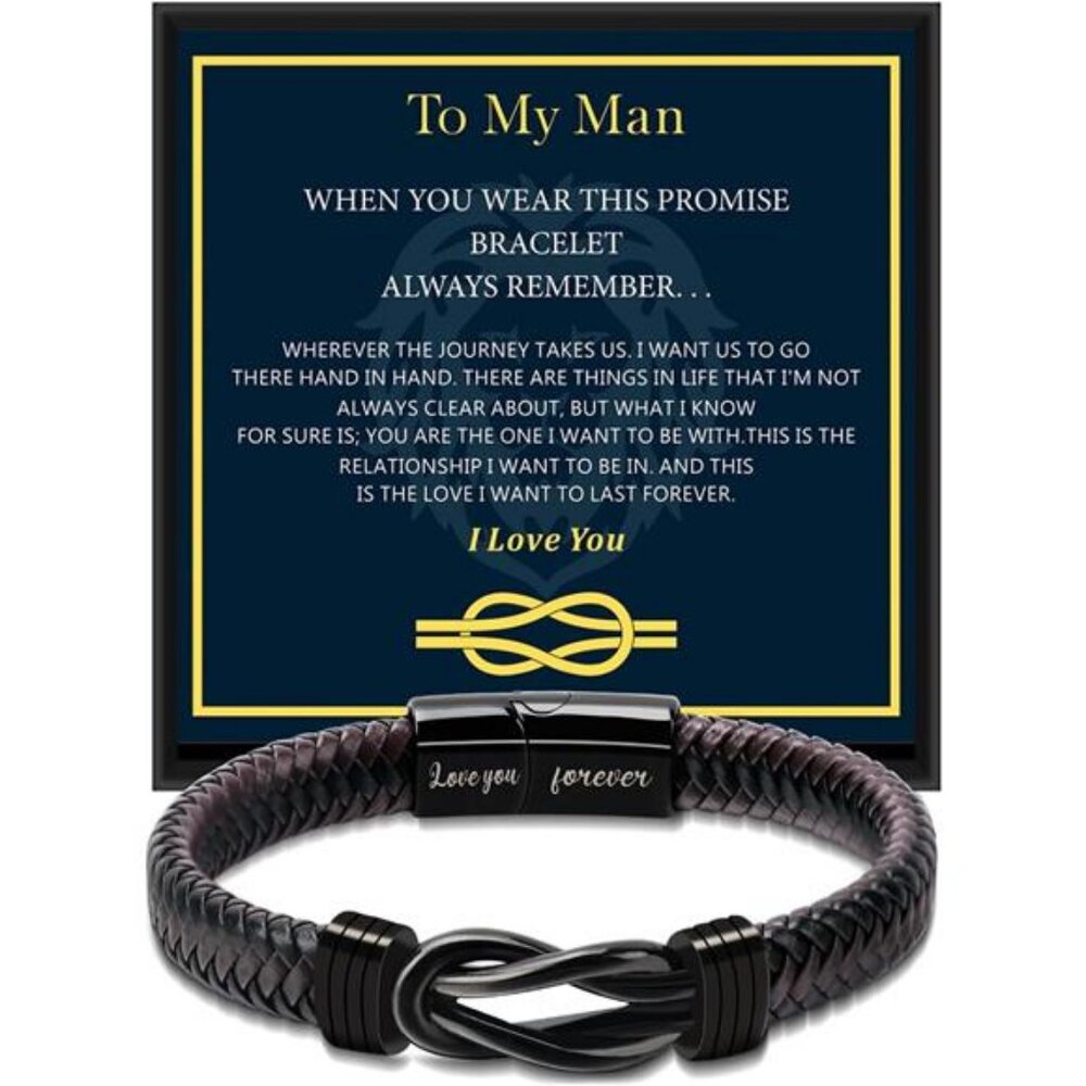 Valentines Day Gifts for Him: Bracelets Gifts for Men Leather Couples - Picture 2 of 7